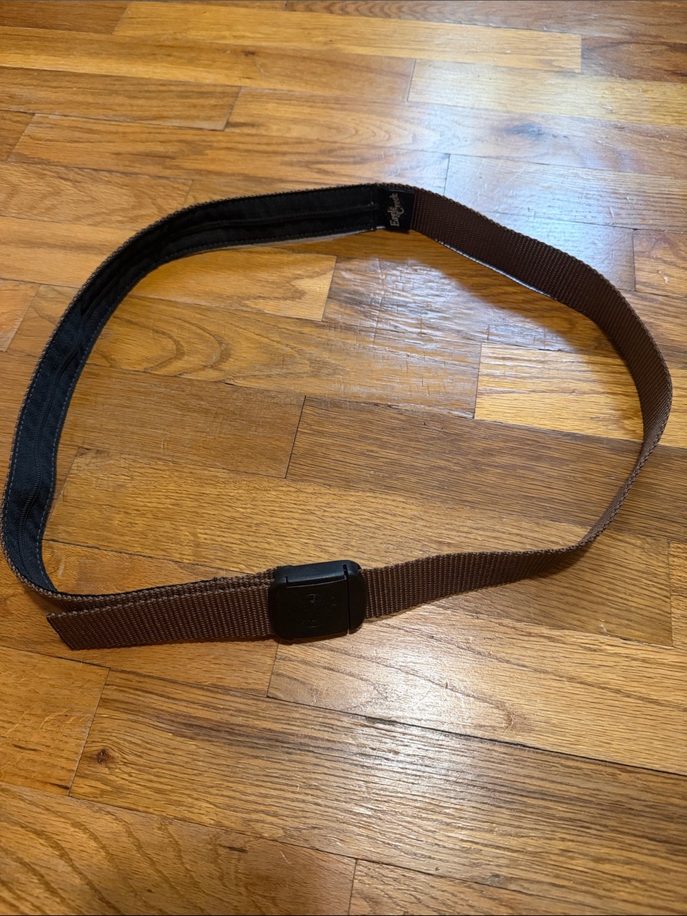 Men's Brown Webbing hidden money Belt with Black Buckle